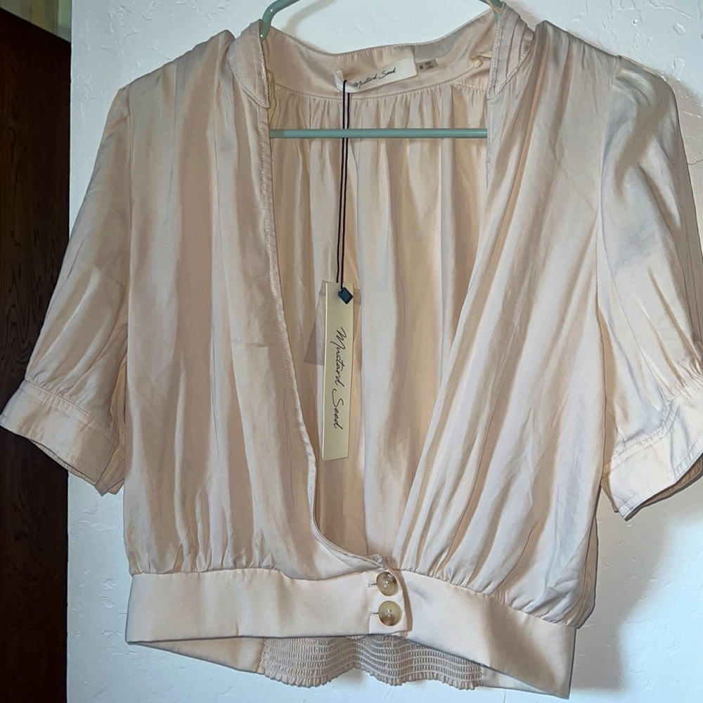 Mustard seed beige feminine blouse